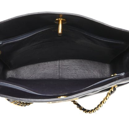 Chanel Matelasse Coco Mark Chain Shoulder Bag Tote Black Lambskin