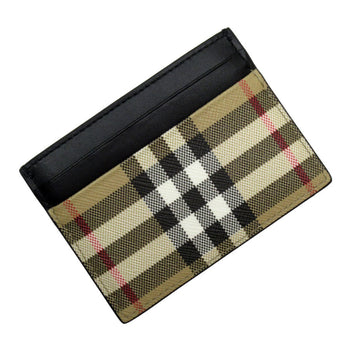 Burberry Burberry Business Card Holder/Card Case Pass Leather Black X Beige