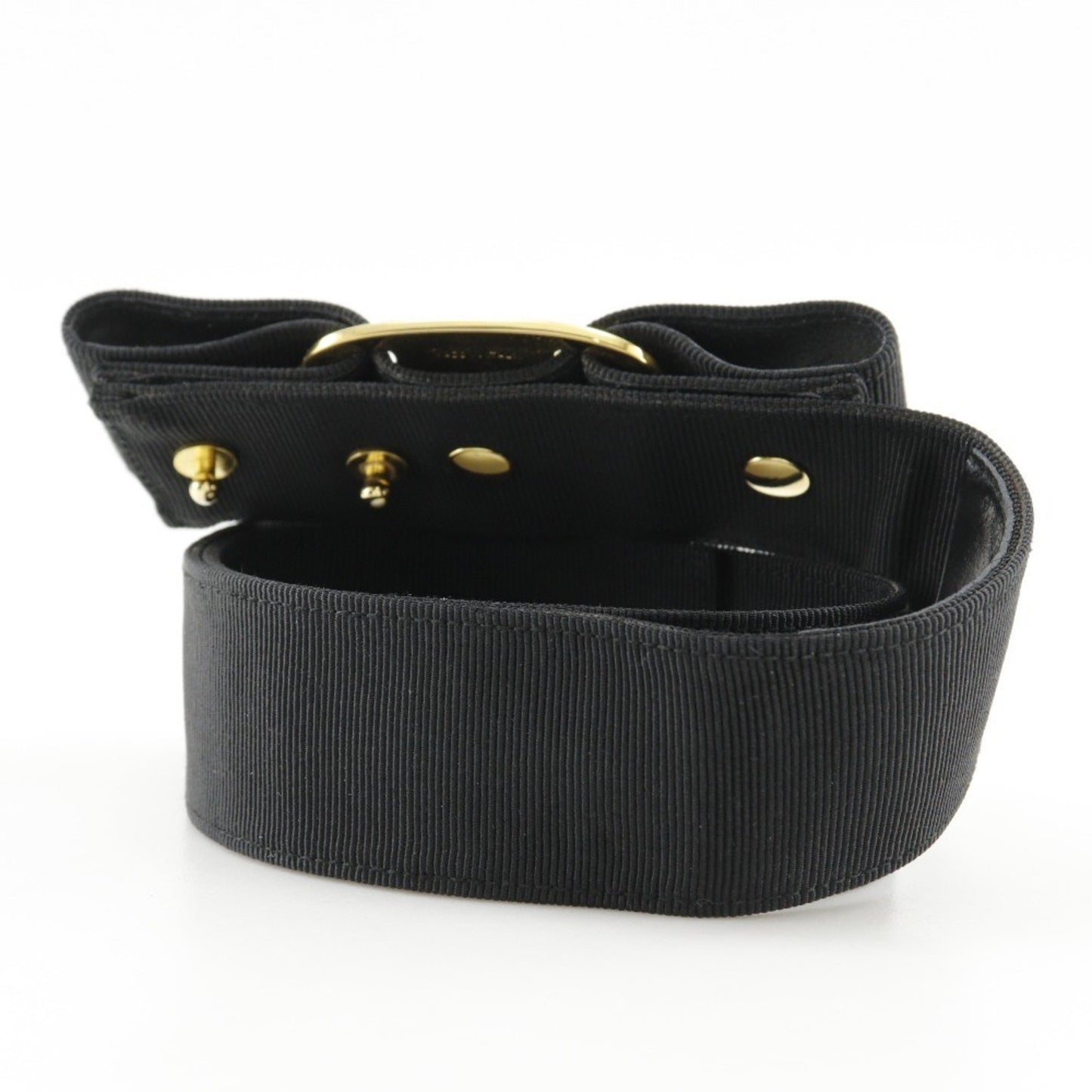 Salvatore Ferragamo Vara Ribbon Belt 8046 Canvas X Gold Plated Black / Vala