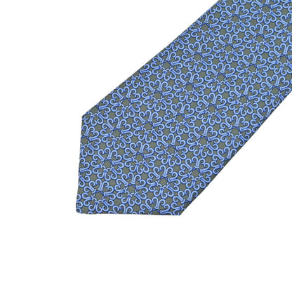 Hermes Hermes Tie Pattern 100% Silk Light Blue Green