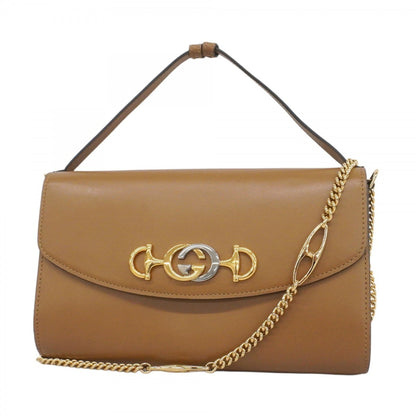 Gucci Zumi Handbag 572375 In Brown And Gold Leather