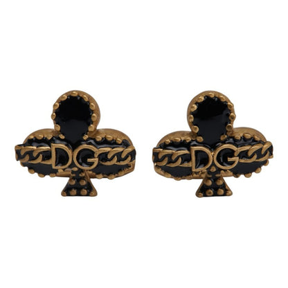 Dolce & Gabbana Dg Logo Clover Chain Motif Cufflinks In Gold
