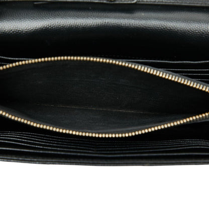 Saint Laurent Cassandra Ysl Logo Chain Wallet In Black Leather