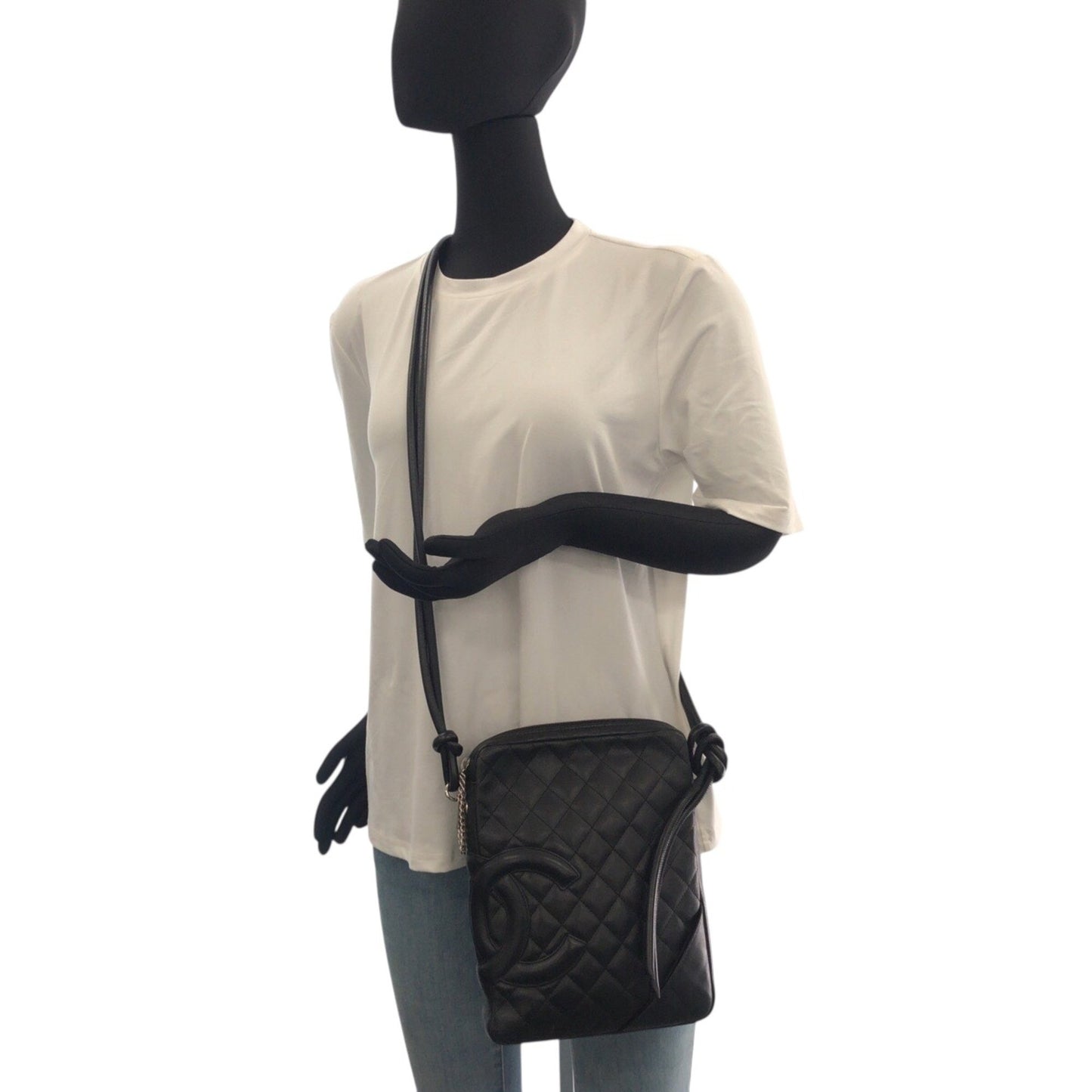 Chanel Matelasse Coco Mark Black Lambskin Shoulder Bag With Silver Hardware