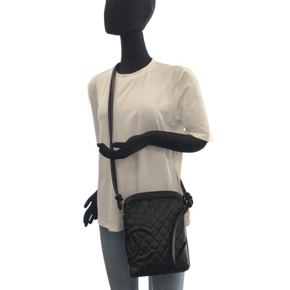 Chanel Matelasse Coco Mark Black Lambskin Shoulder Bag With Silver Hardware