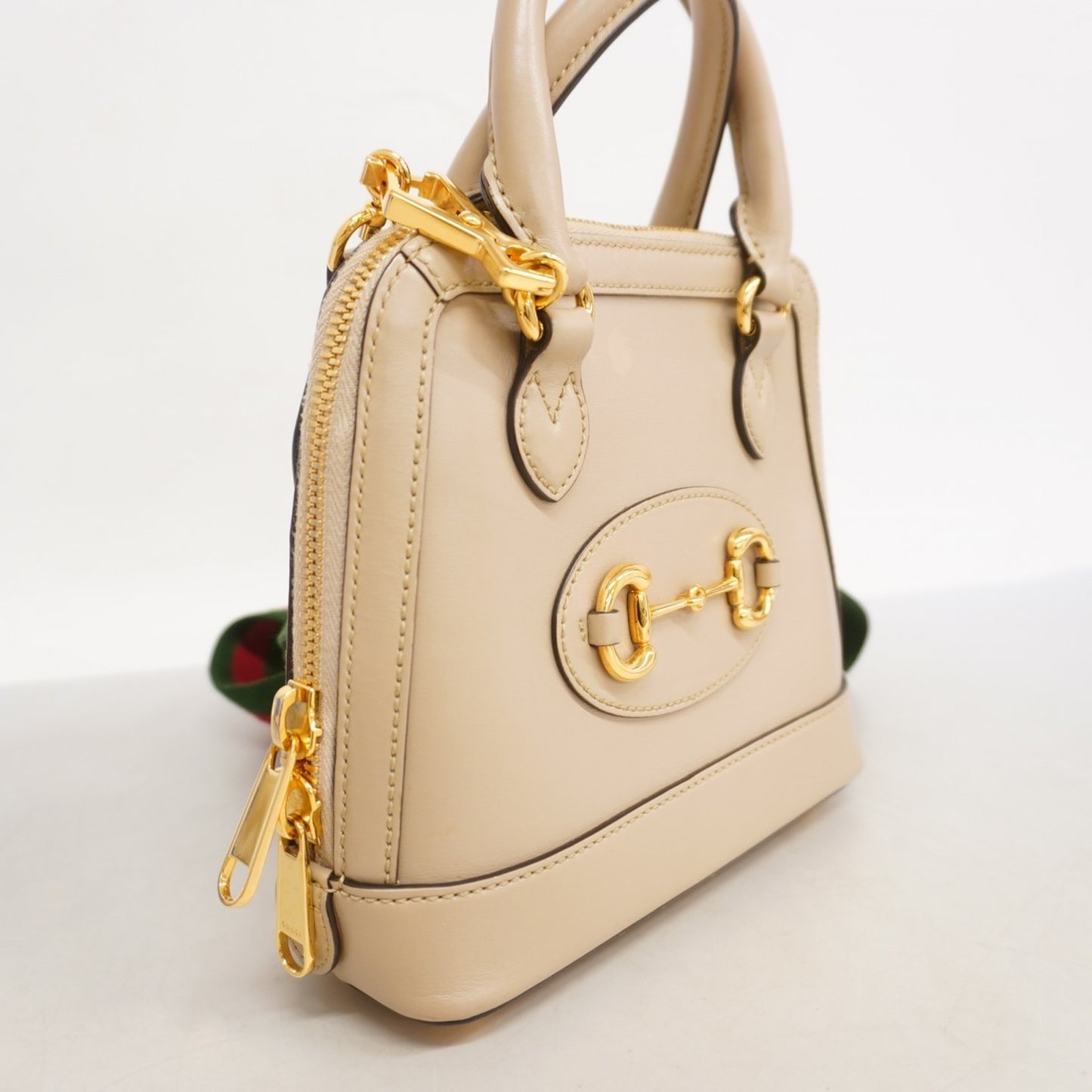 Gucci Handbag Sherry Line Horsebit 677212 Leather Beige 2-Way Bag