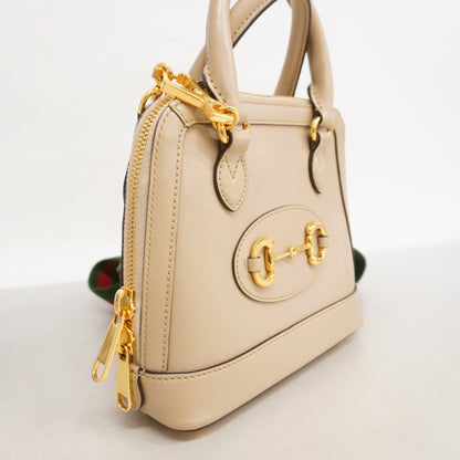 Gucci Handbag Sherry Line Horsebit 677212 Leather Beige 2-Way Bag