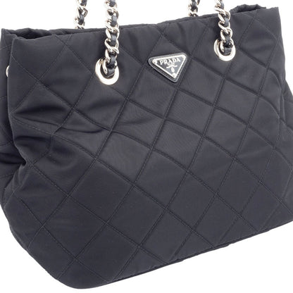 Prada Quilted Chain Tote Bag 1Bg740 Nylon | Leather Black