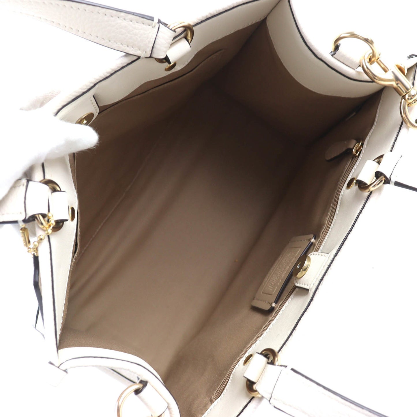 Coach 24Aw Co976 Logo Dempsey 2-Way Leather Tote Bag/Shoulder Bag In Chalk Ivory