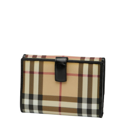 Burberry Nova Check Bifold Wallet In Beige And Black Leather