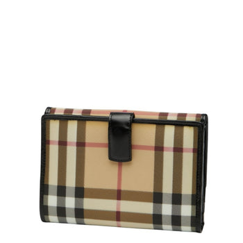 Burberry Nova Check Bifold Wallet In Beige And Black Leather