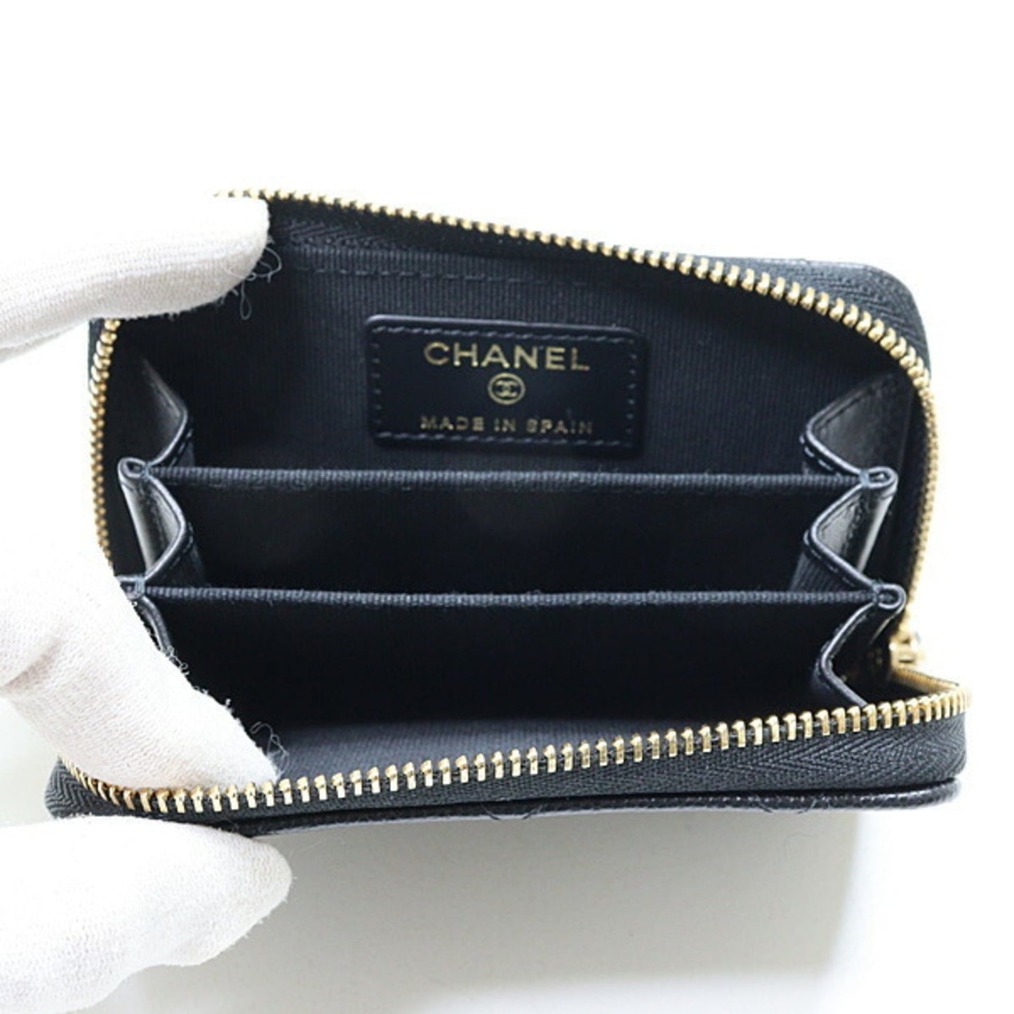 Chanel Matelasse Coin Purse In Black Caviar Leather (Ap4818)