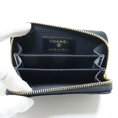 Chanel Matelasse Coin Purse In Black Caviar Leather (Ap4818)