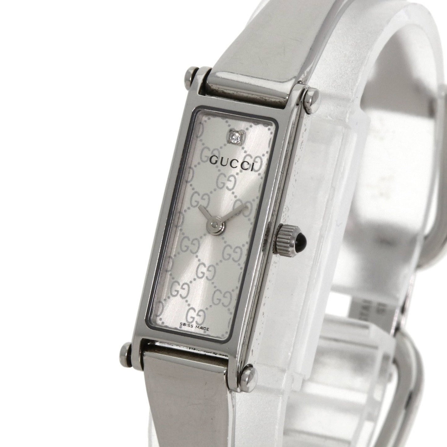 Gucci 1500L Gg Square Face Bangle Watch In Stainless Steel/Ss