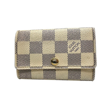 Louis Vuitton 6 Key Holder N61745 Damier Azur White Grey Leather With Gold Hardware For Men And
