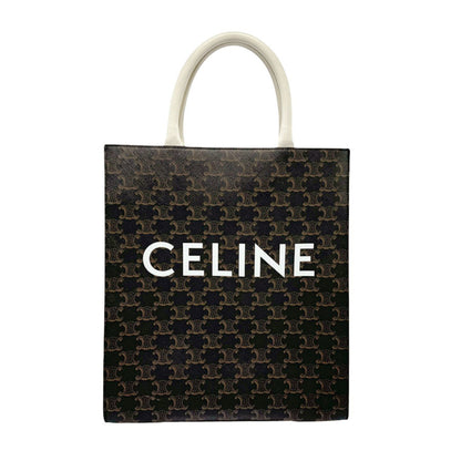 Celine Handbag Shoulder Bag Small Vertical Cabas Coated Canvas White X Brown