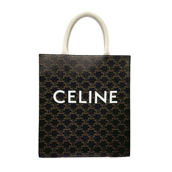 Celine Handbag Shoulder Bag Small Vertical Cabas Coated Canvas White X Brown