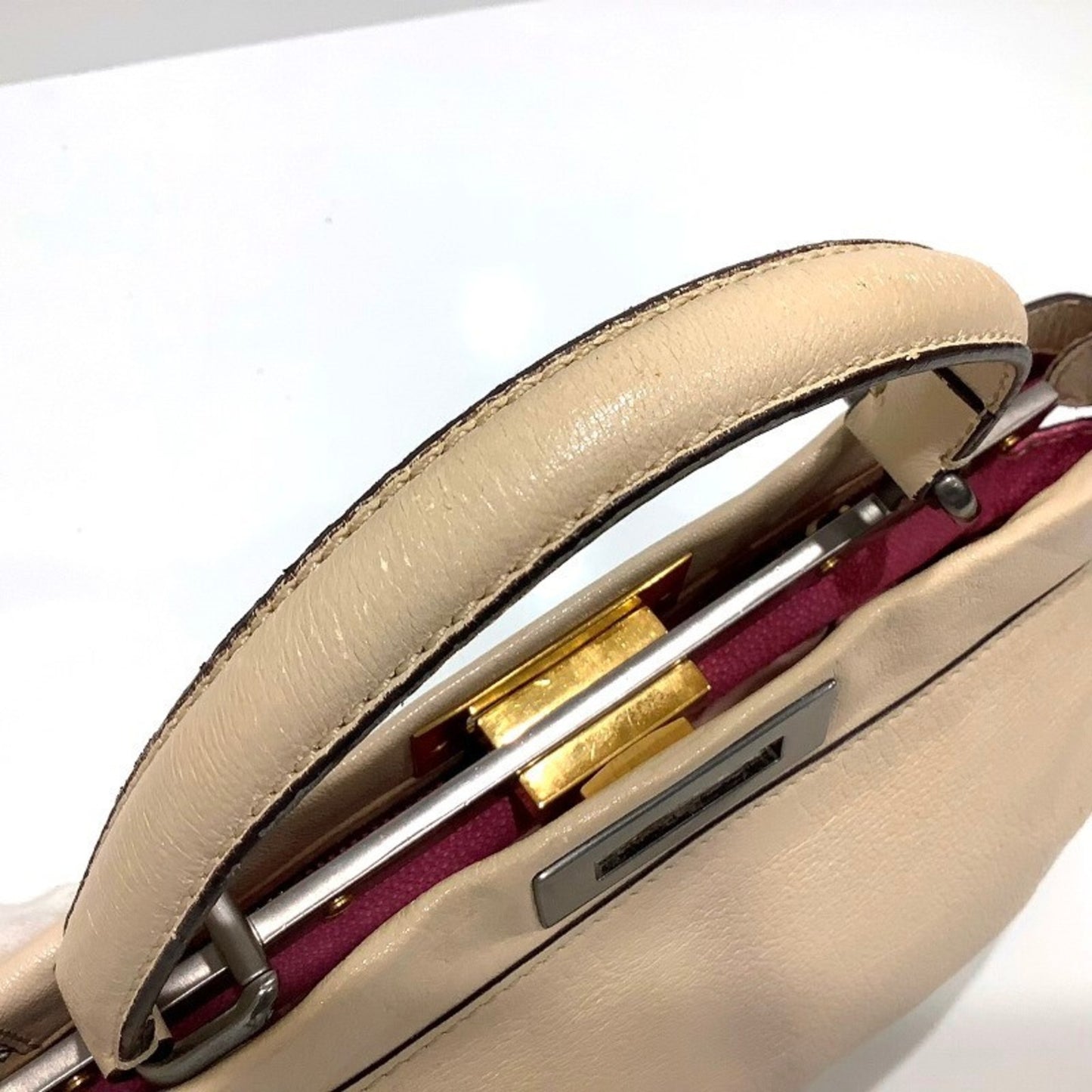 Fendi Peekaboo 8Bn211 Bag Handbag White Ivory Fendi Ja-24389