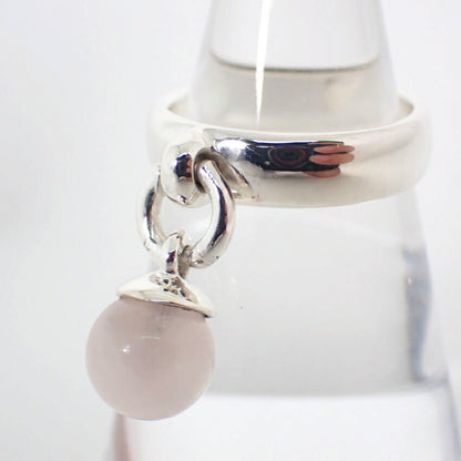 Tiffany 925 Ball Dangle Rose Quartz Ring