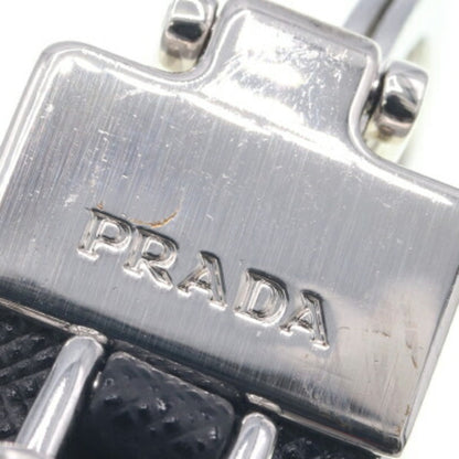Prada Keychain 2Pp040 Black Leather Keyring Bag Charm Robot