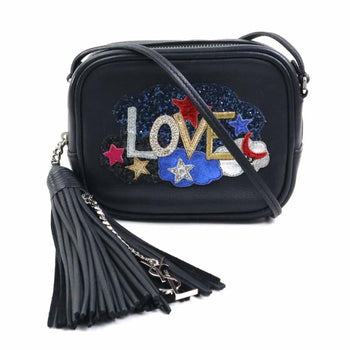 Saint Laurent Shoulder Bag Leather Black Multicolor Silver