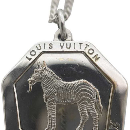 Louis Vuitton Savane Zebra Necklace Ec-24103 Silver M62611 Metal Rm0196 Louis Vuitton Lv Initial