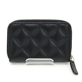 Chanel Matelasse Coin Purse In Black Caviar Leather (Ap4818)