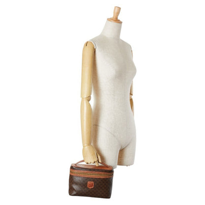 Celine Macadam Vanity Bag Handbag Pouch Brown Pvc Leather