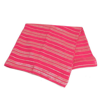 Celine Large Stole Border Pattern Silk Shawl Vivid Pink X Gold Thread