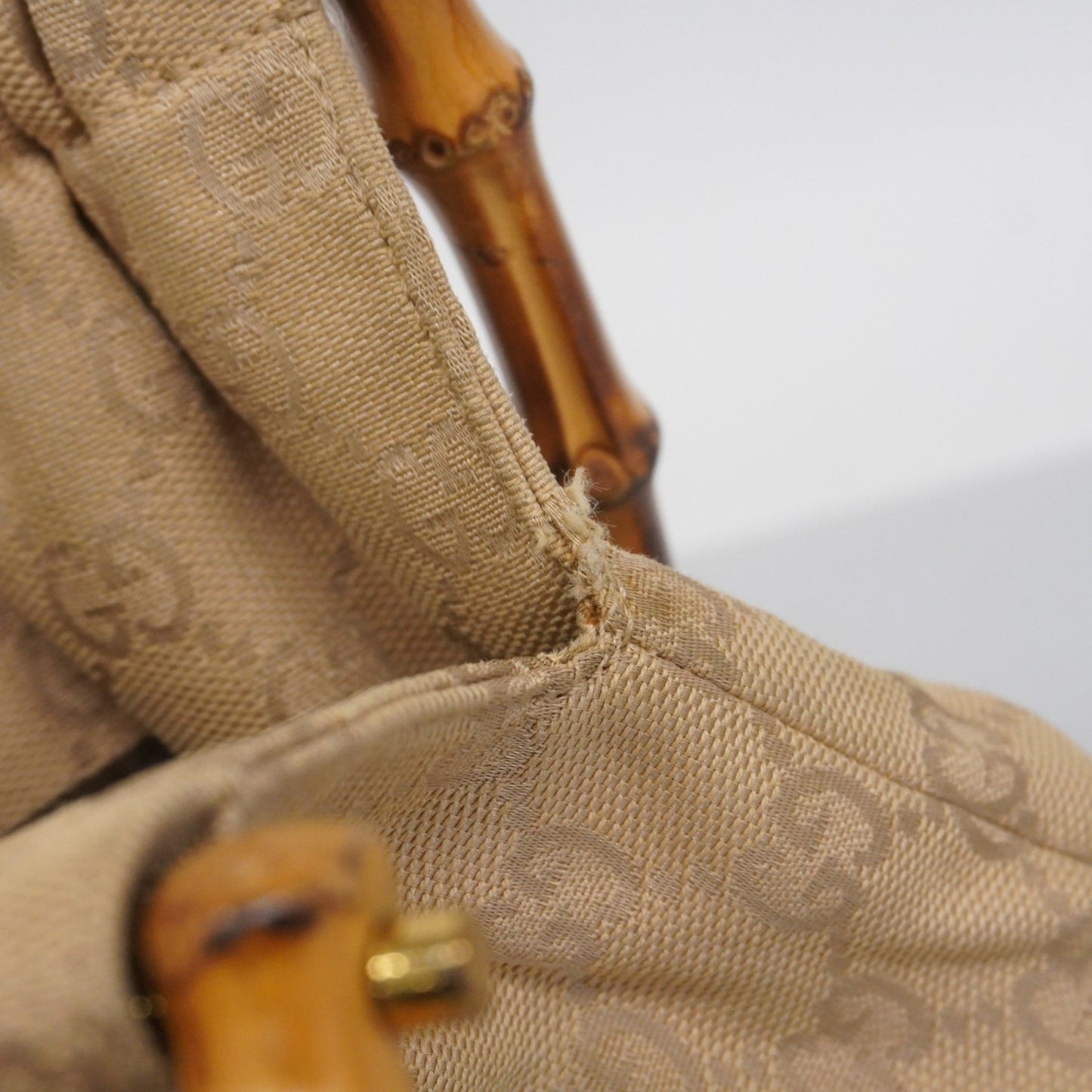 Gucci Gg Canvas Bamboo Shoulder Bag 92708 Light Brown
