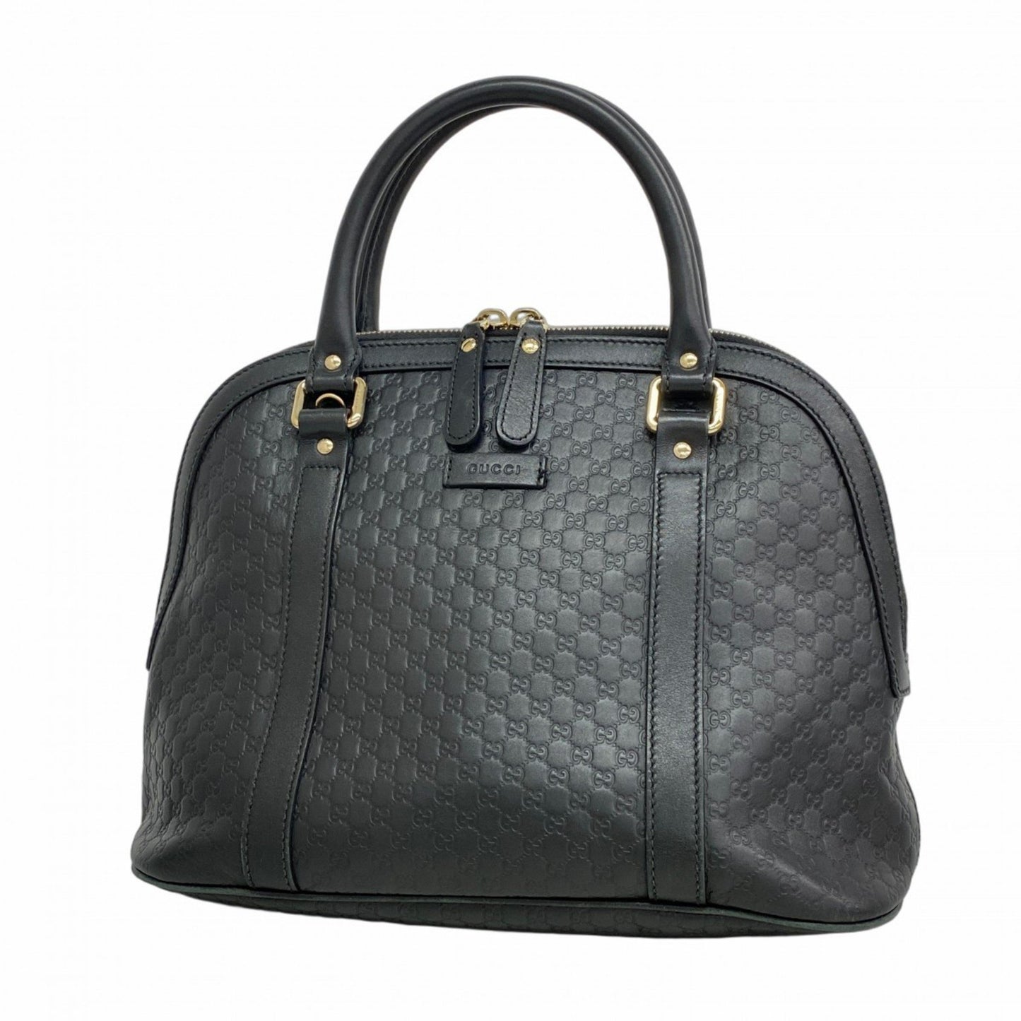 Gucci Micro Guccissima Handbag 449663 Leather Black Champagne