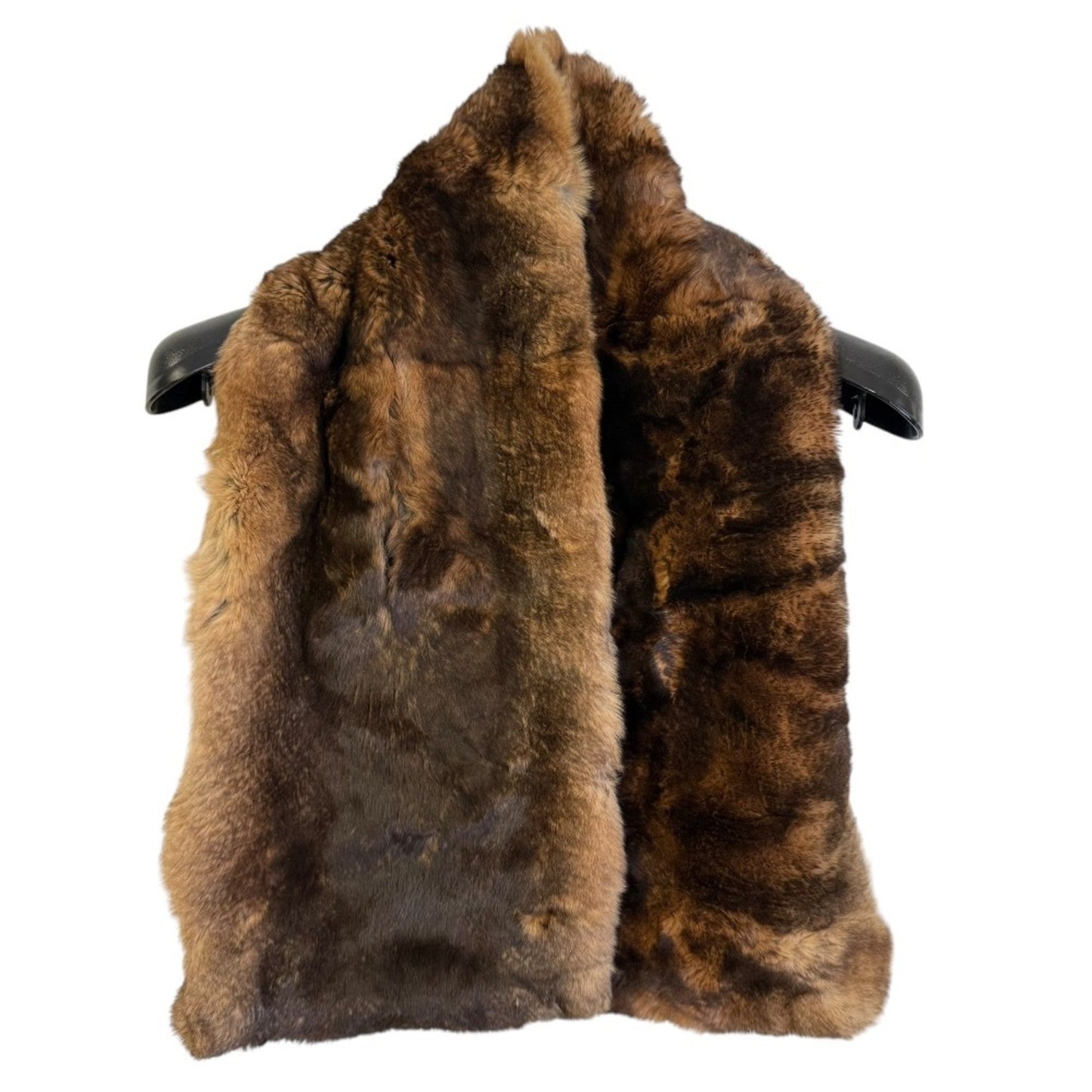 Salvatore Ferragamo 100% Silk Lining Fur Orirag Scarf Tippet Brown Beige