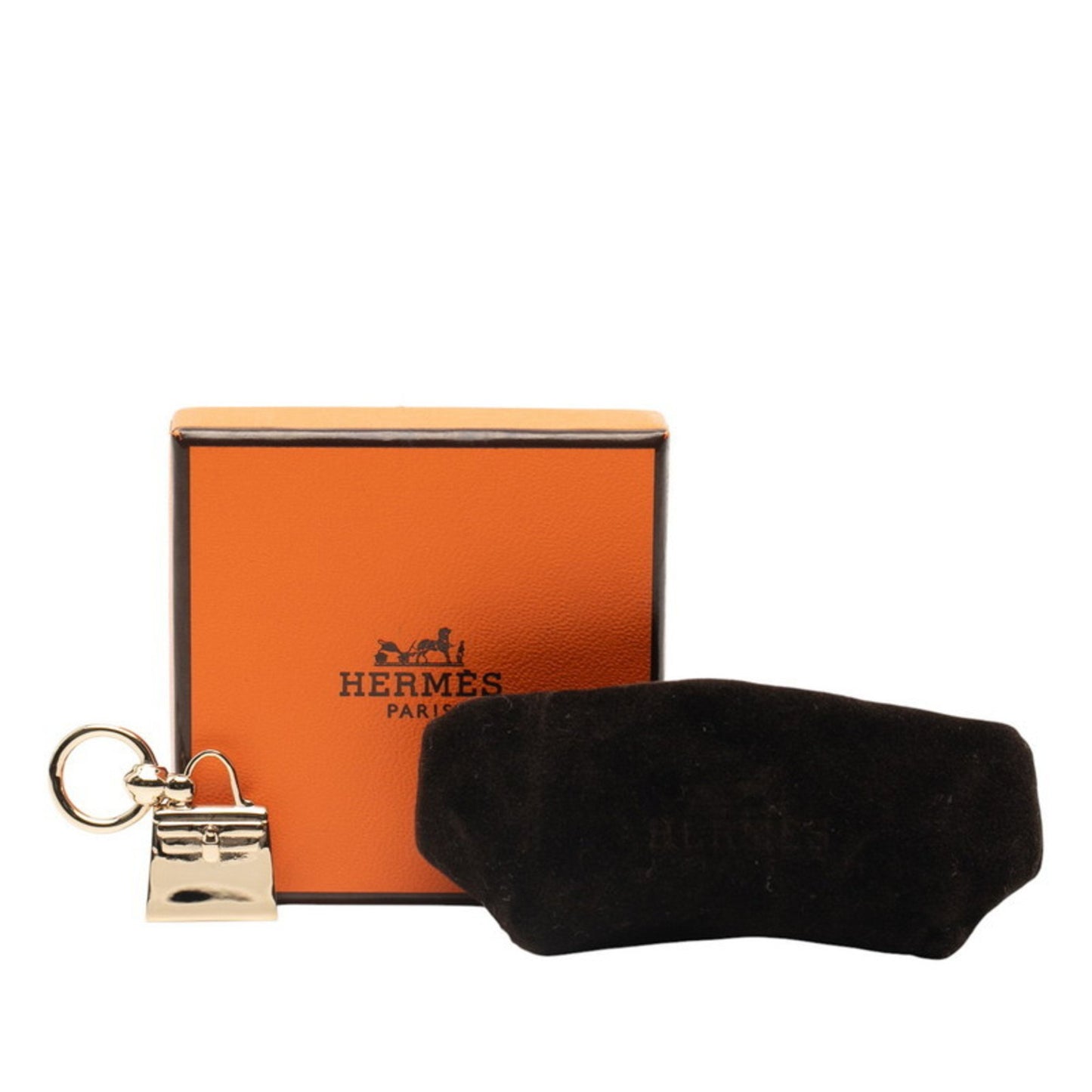 Herms Mini Kelly Twilly Ring Bag Motif Charm Champagne Gold Plated