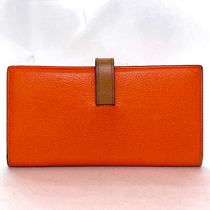 Loewe Bi-Fold Long Wallet Vertical Large F-21349 Orange Brown Anagram C660S40X01 Leather 061852