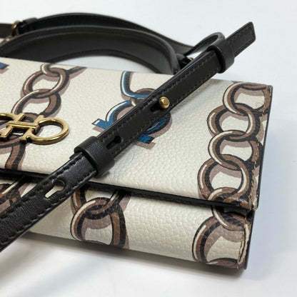 Salvatore Ferragamo 2Way Shoulder Bag Hand Bag Whitebased Goldhardware
