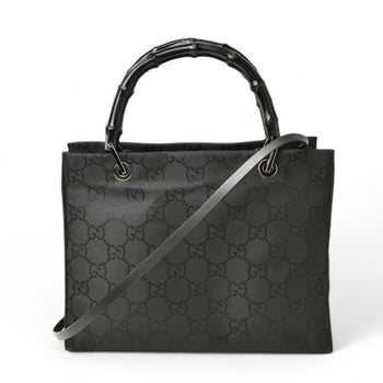 Gucci Handbag Tote Bag Bamboo 2Way Nylon Canvas Gg Black 002 1016
