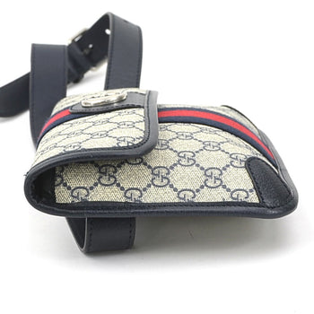 Gucci Waist Bag Belt Gg Marmont Supreme Canvas Navy Silver