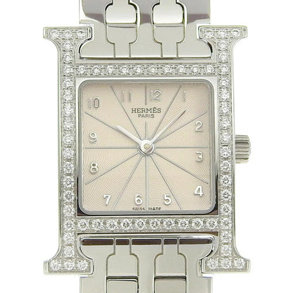 Hermes Hermes H Watch Diamond Bezel Hh1.230 Stainless Steel X Quartz Analog Display Ivory Dial Heure