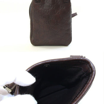 Gucci Shoulder Bag Guccissima 141863 Dark Brown Leather Pochette Crossbody Gg