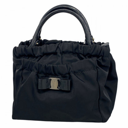 Salvatore Ferragamo Vara Nylon Handbag In Black