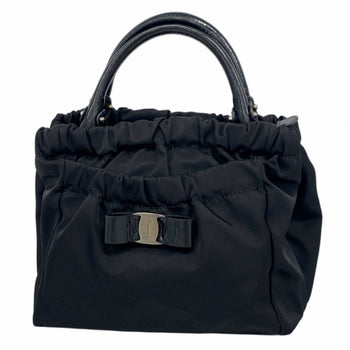 Salvatore Ferragamo Vara Nylon Handbag In Black