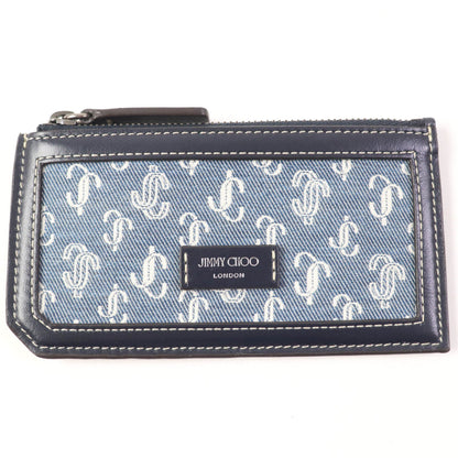 Jimmy Choo Casey Jc Monogram Denim Leather Wallet/Coin Case