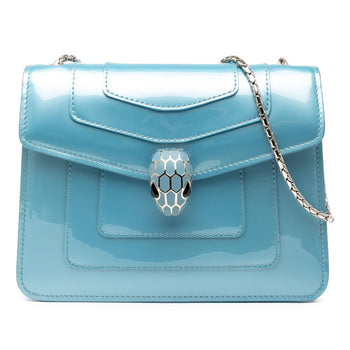 Bvlgari Serpenti Forever Chain Shoulder Bag In Blue Leather