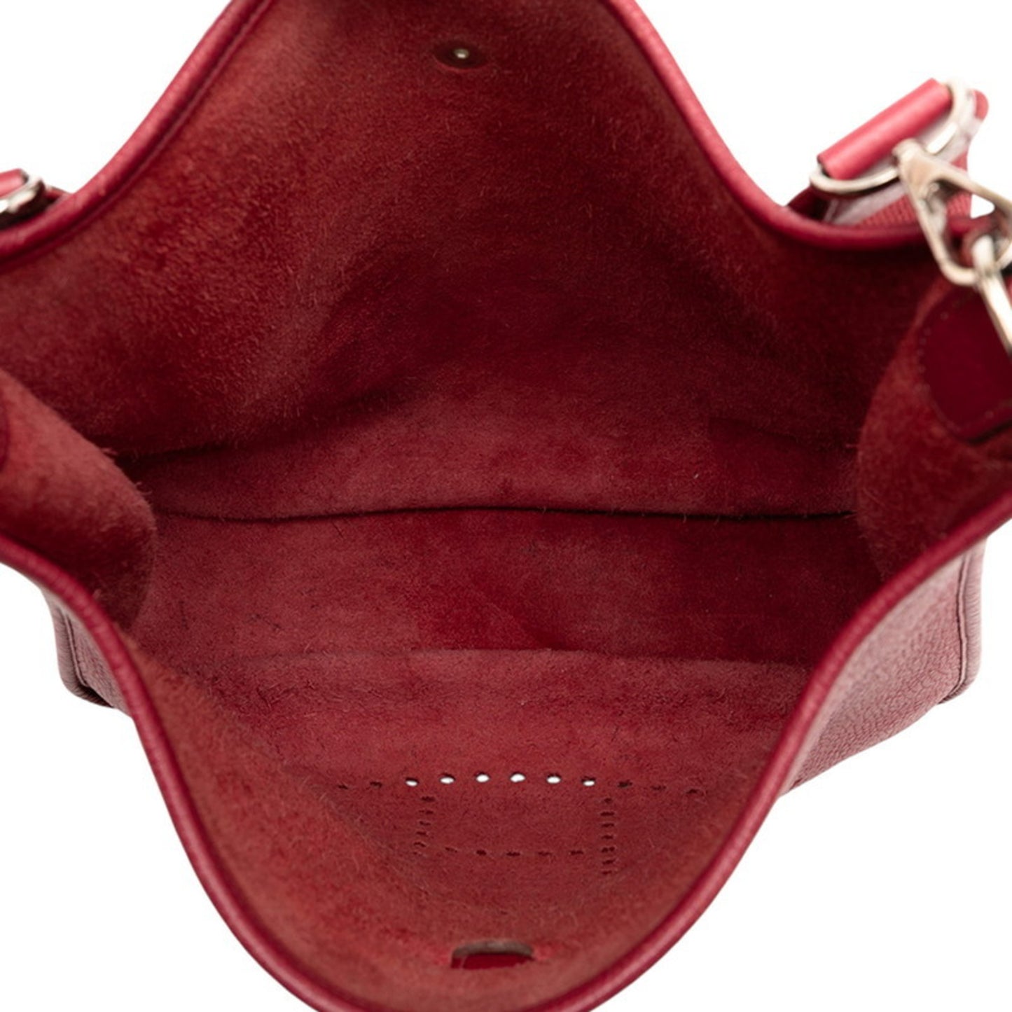 Hermes Herms Evelyne 1 Pm Shoulder Bag In Red With Silver Hardware And Taurillon Clemence Leather