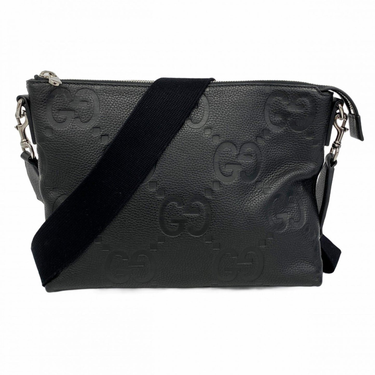 Gucci Gg Embossed Shoulder Bag 696009 Leather Black