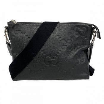 Gucci Gg Embossed Shoulder Bag 696009 Leather Black
