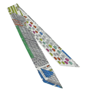 Hermes Twilly Pantin City Silk Scarf/Muffler White