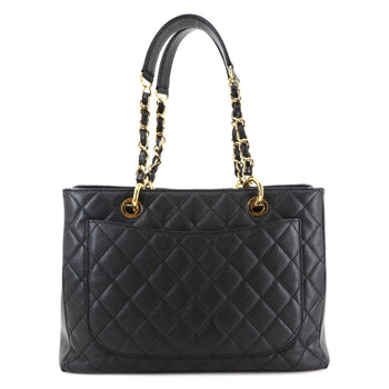 Chanel Matelasse Grand Chain Tote Bag Gst Caviar Leather Black A50995