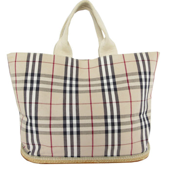 Burberry Handbag Tote Bag Nova Check Canvas Rubber Beige Multicolor