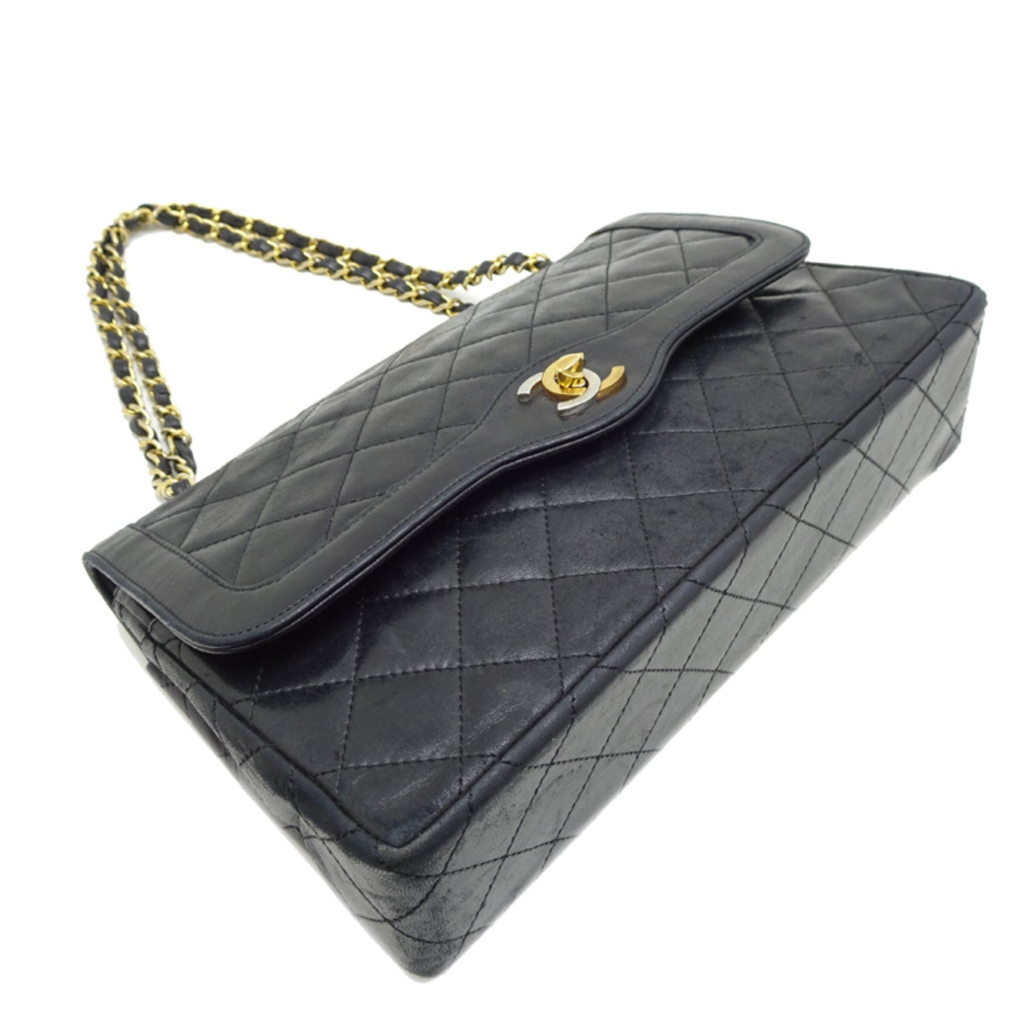 Chanel Paris Exclusive Matelasse Chain Shoulder Bag In Black Lambskin